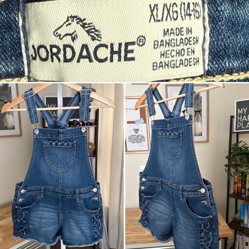 Jordache Juniors Jean Overall Shorts Size XL 14-16